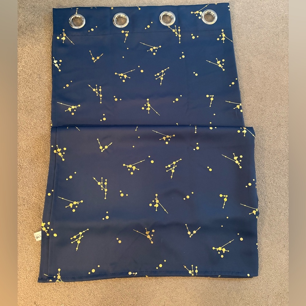 Navy Blue Curtains with Gold Constellations